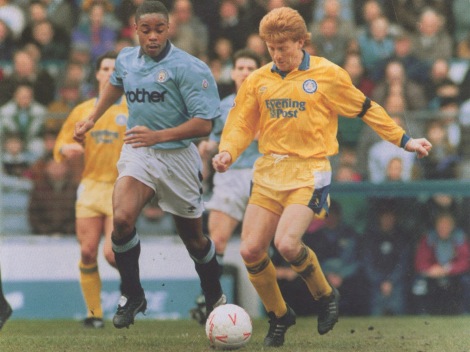 April - crunch time arrives. Leeds are crushed 4-0 at Maine Road.